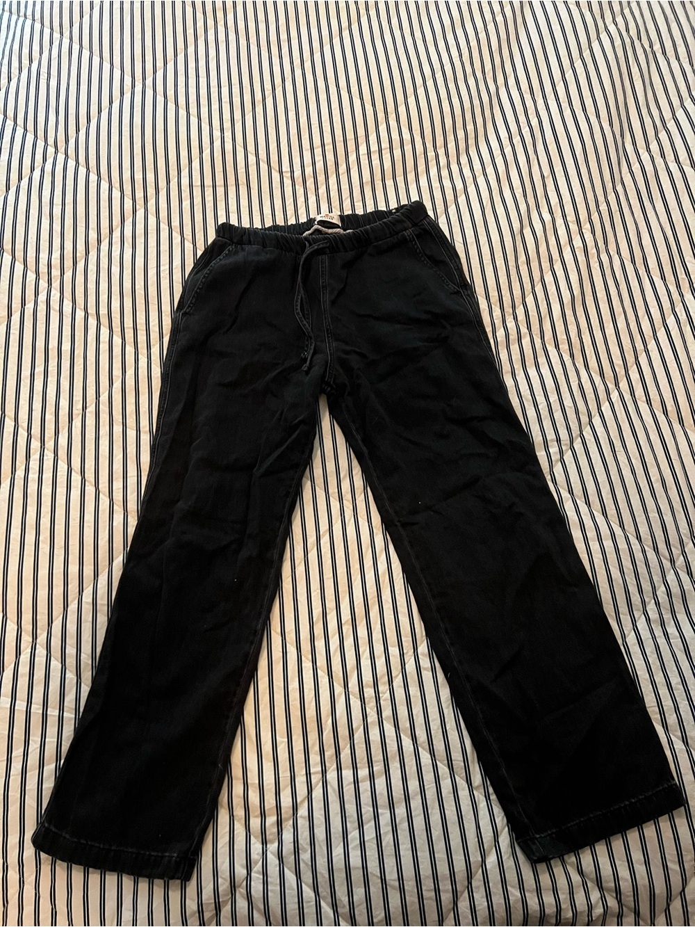 Women’s Washed Black Drawstring Casual Pants